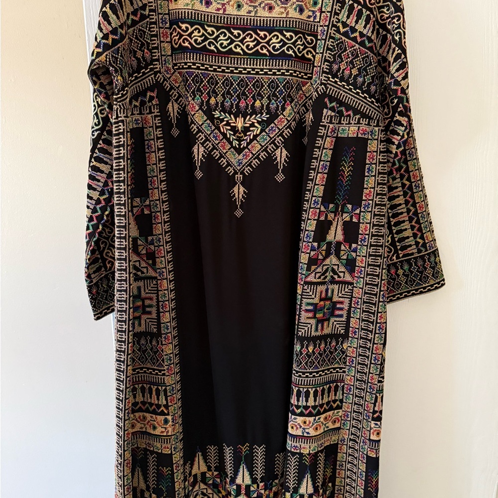 Thobe, Henna Embroidered Black Maxi Dress